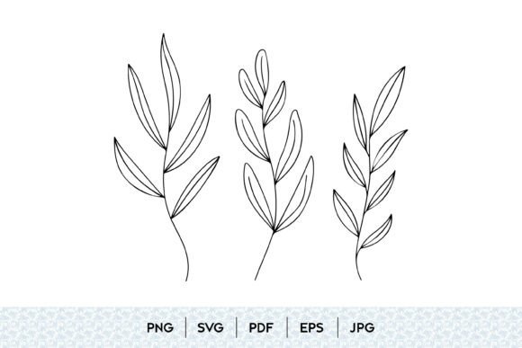 Botanical Leaf Line Art Set: Graphics & Freebies for Creative Design