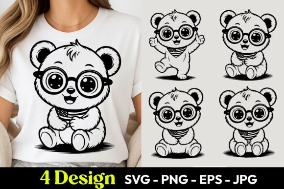 Cute Nerd Panda SVG PNG