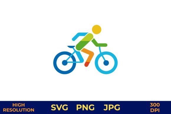 Cyclist Riding Bike in Vibrant Vector Graphics