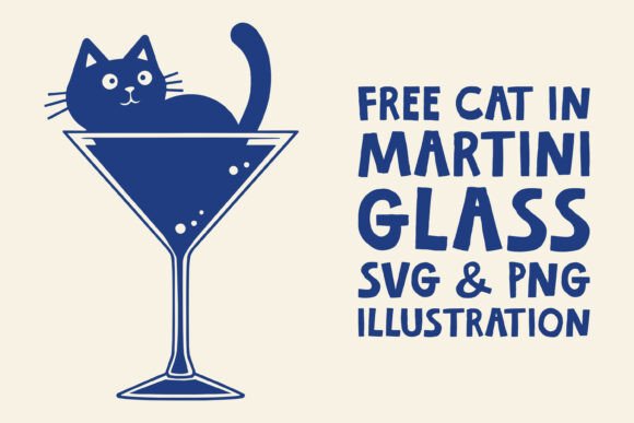 Free Cat Martini Glass SVG Graphics