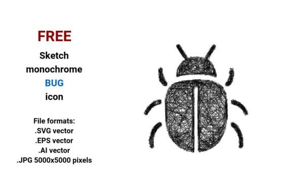 FREE Sketch Bug Icon Graphics for Freebies