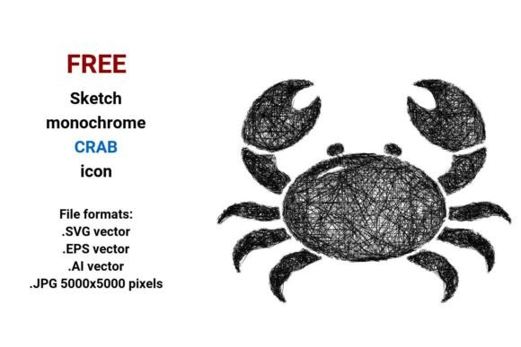 FREE Sketch Crab Icon for Graphics and Freebies