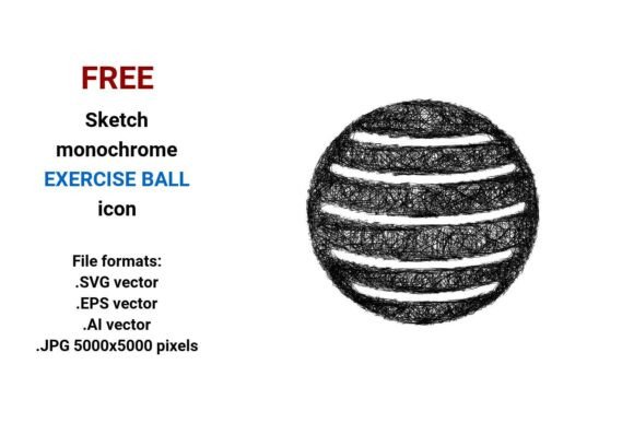 FREE Sketch Exercise Ball Icon Graphics