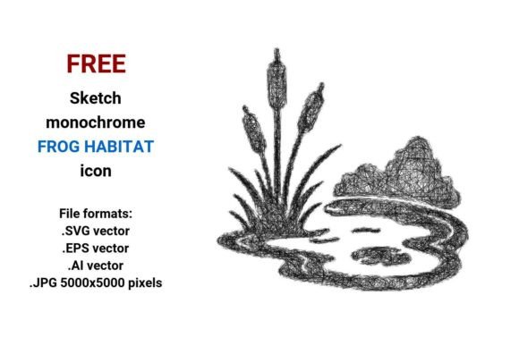 FREE Sketch Frog Habitat Icon for Graphics and Freebies