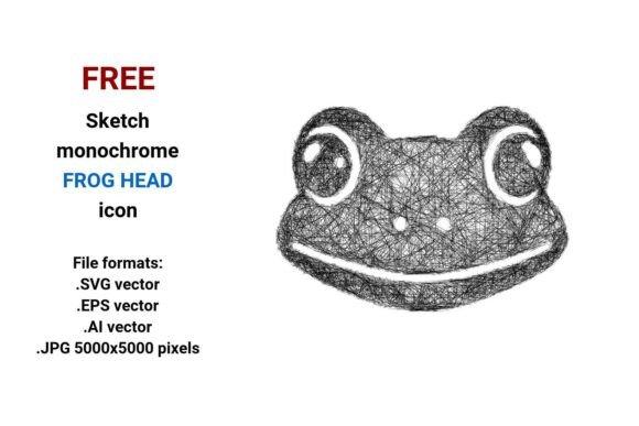 FREE Sketch Frog Head Icon for Graphics and Freebies