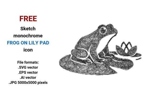 FREE Sketch Frog on Lily Pad Icon Graphics Freebies