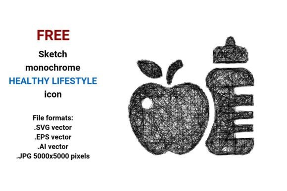FREE Sketch Healthy Lifestyle Icon for Graphics and Freebies