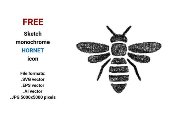 FREE Sketch Hornet Icon for Graphics and Freebies