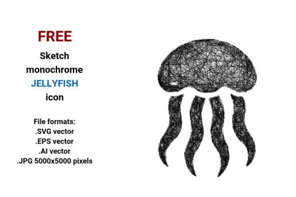 FREE Sketch Jellyfish Icon for Graphics and Freebies
