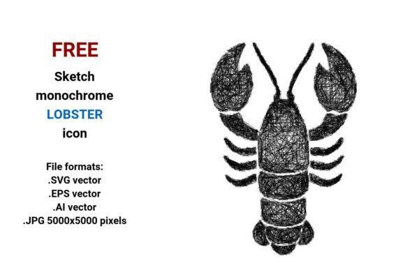 FREE Sketch Lobster Icon for Graphics and Freebies