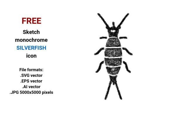 FREE Sketch Silverfish Icon for Graphics and Freebies