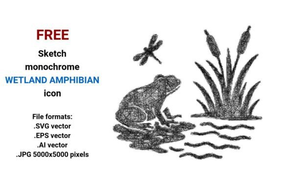 FREE Sketch Wetland Amphibian Icon Graphics