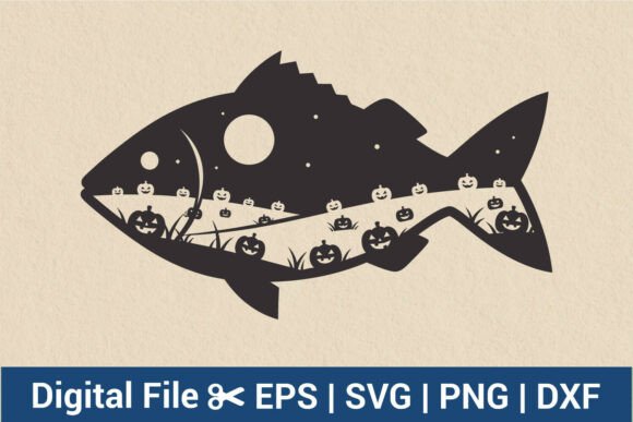 Halloween Fish SVG Spooky Pumkin Design