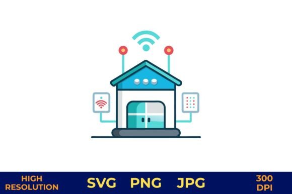 Smart Home Device with Wi-Fi Signals Graphics Freebies