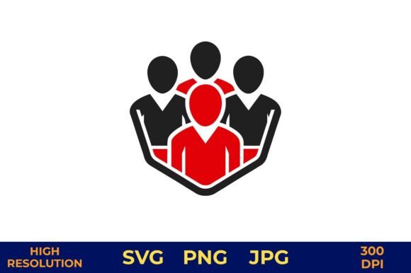 Teamwork Icon with Leader in Center Graphics Freebies