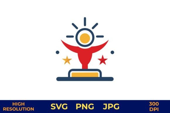 Trophy with Stars and Light Rays Vector