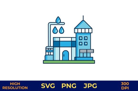 Water Treatment Facility Vector Icon: Graphics for Real Projects