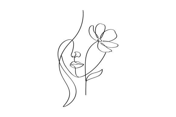 Woman Face with Flower Graphics Freebies