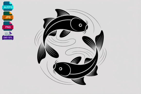 Yin Yang Koi Fish SVG Cut File